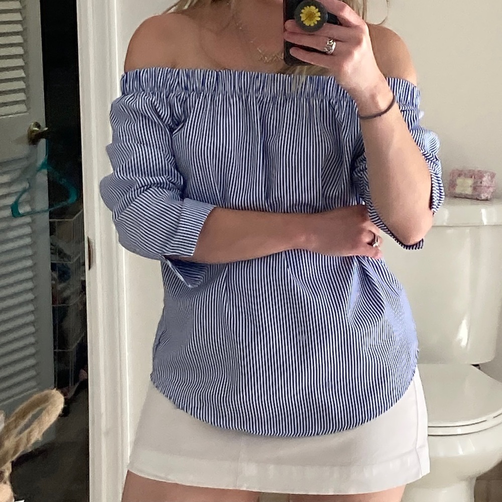 Off shoulder striped top